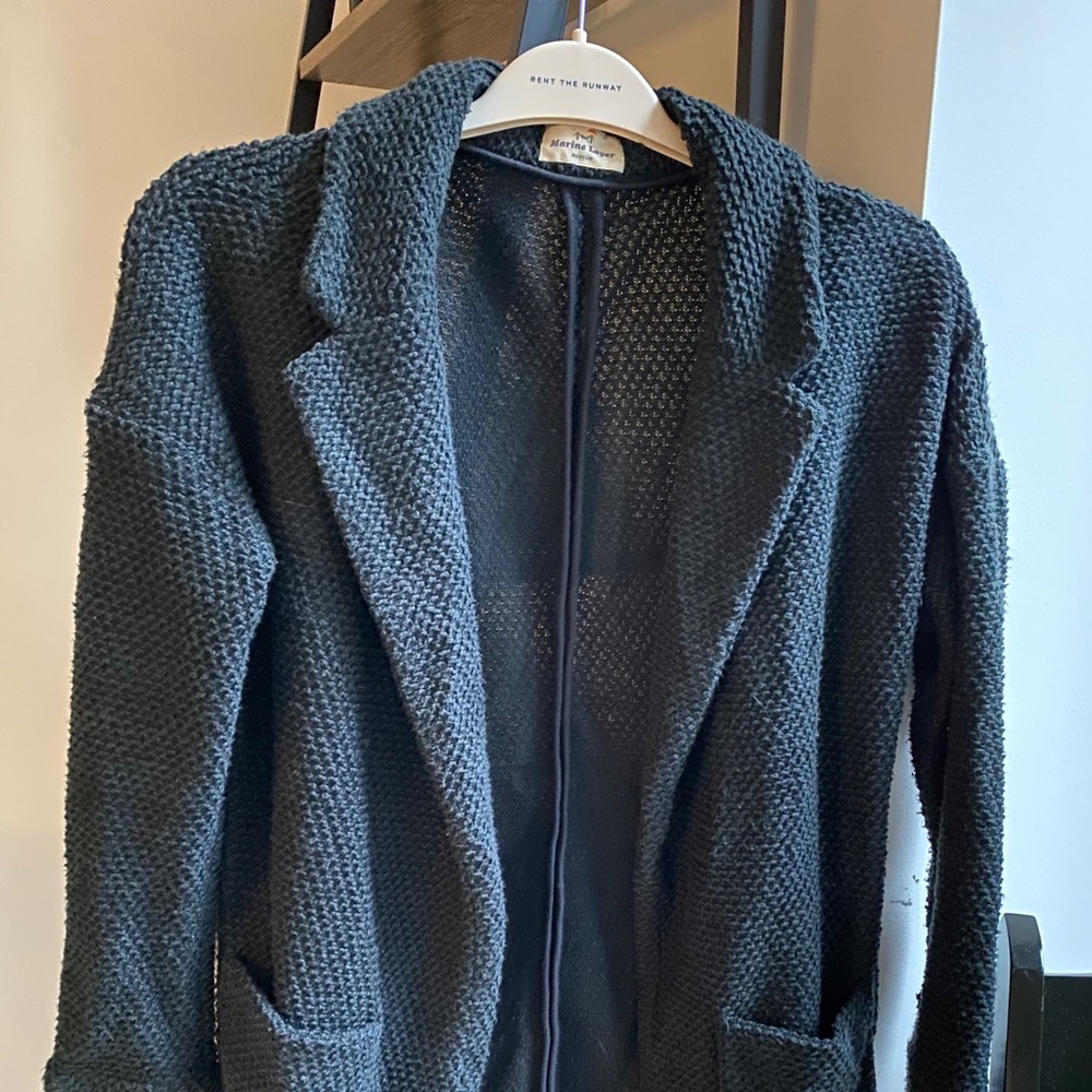 Marine Layer Dark Green Open Cardigan with Lapels